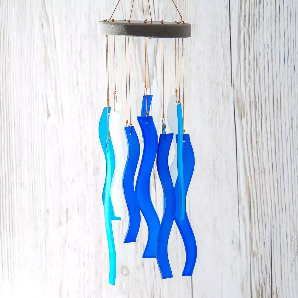 Glass Wind Chime - Squiggles - Blue by Sunlover