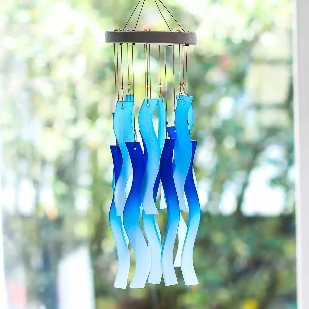 Glass Wind Chime - Squiggles - Blue Ombre by Sunlover