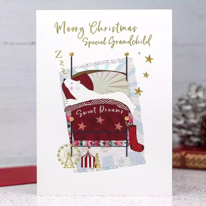Grandchild Bear Christmas Card by Sarah Curedale