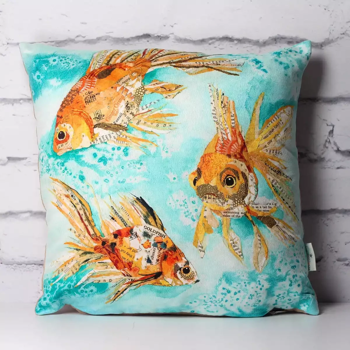 Golden Fantails Fish Cushion by Dawn Maciocia