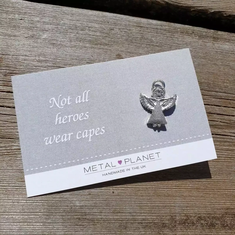 Guardian Angel Pin Brooch on Card - Not All Heroes Wear Capes by Metal Planet