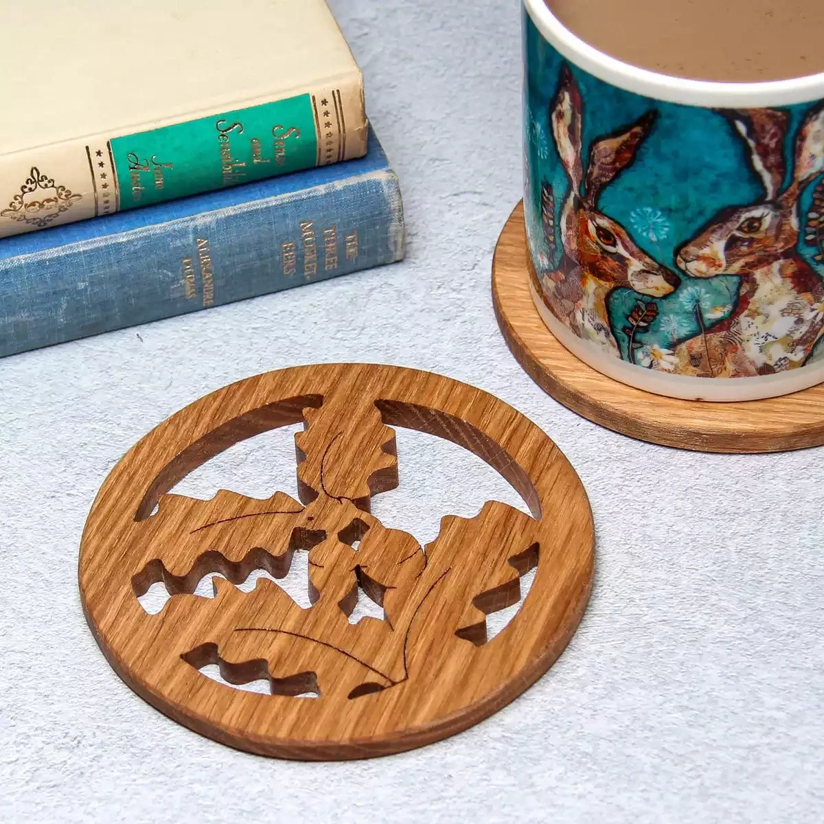 Hand Cut Oak Coaster - Acorn & Oak Leaf by Beamers Designs