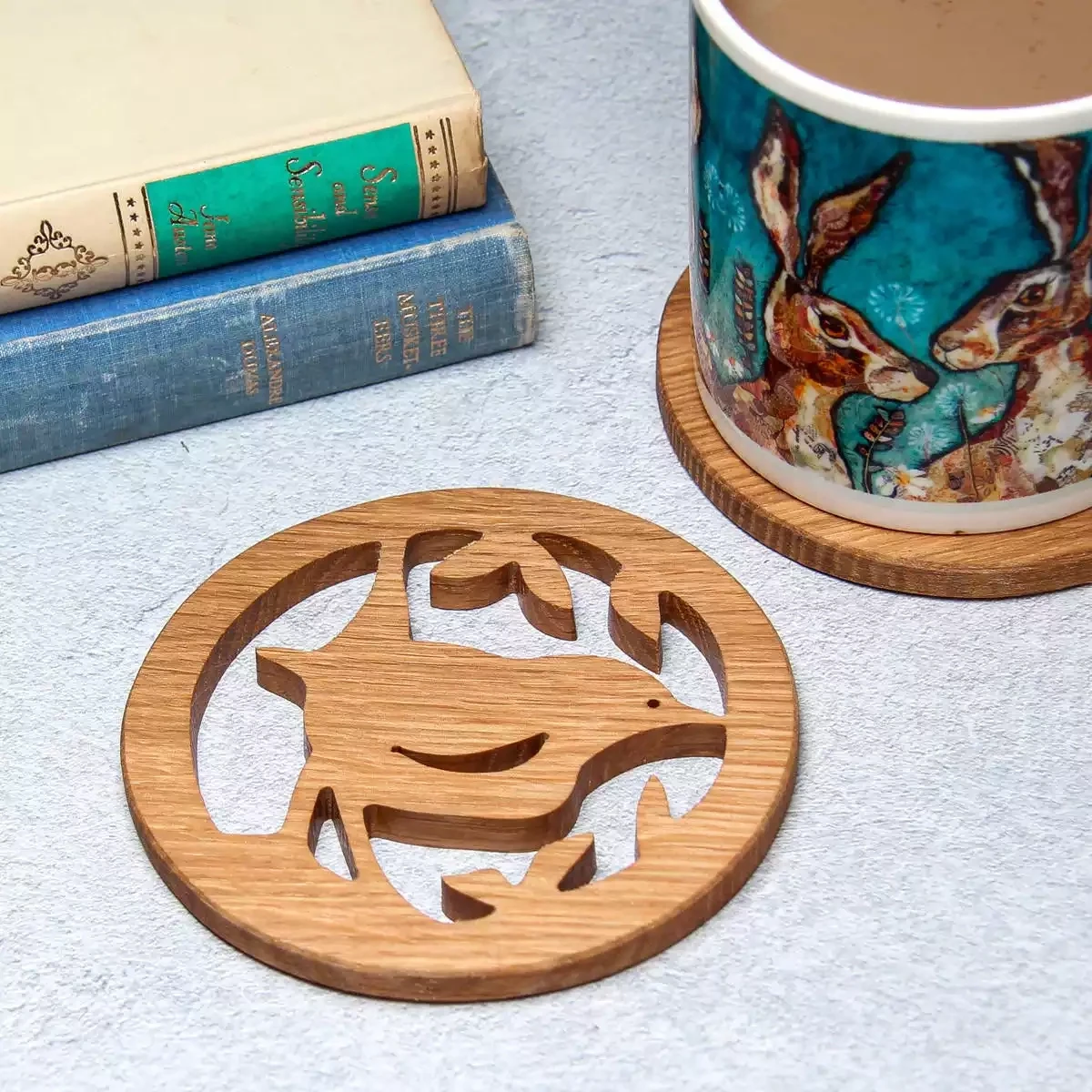Hand Cut Oak Coaster - Wren by Beamers Designs