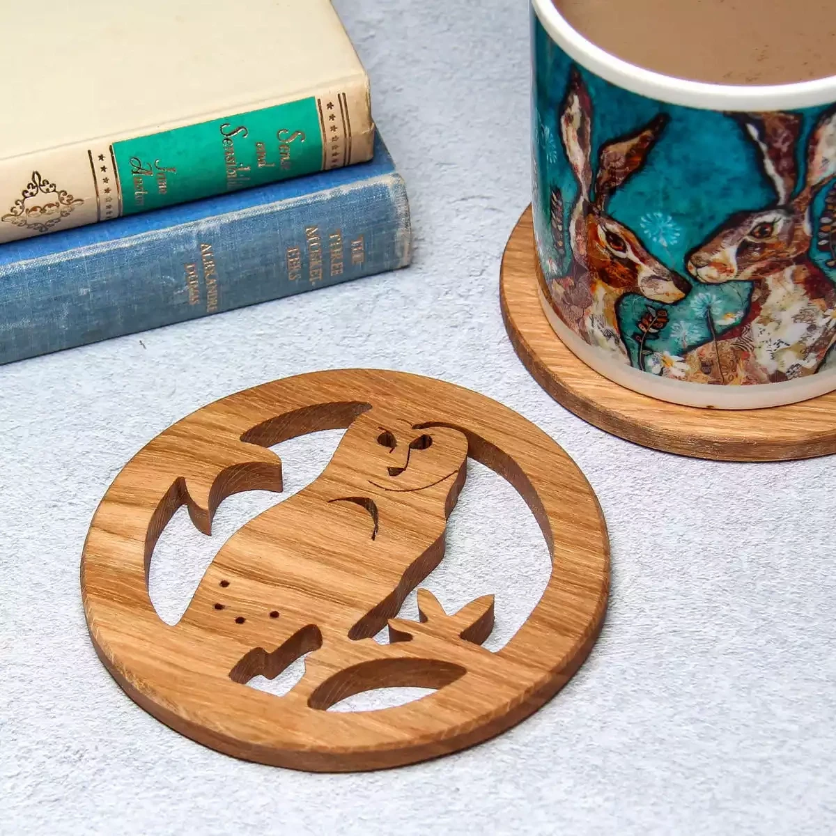 Hand Cut Oak Coaster - Barn Owl by Beamers Designs