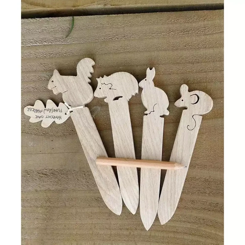 Hand Cut Oak Plant Markers (set of 4) - British Wildlife by Beamers Designs
