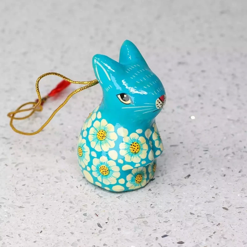 Hand Painted Decoration - Turquoise Rabbit by Shared Earth