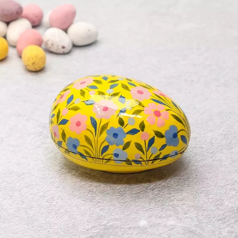 Hand Painted Papier Mache Egg Box - Small - Yellow by Fair to Trade