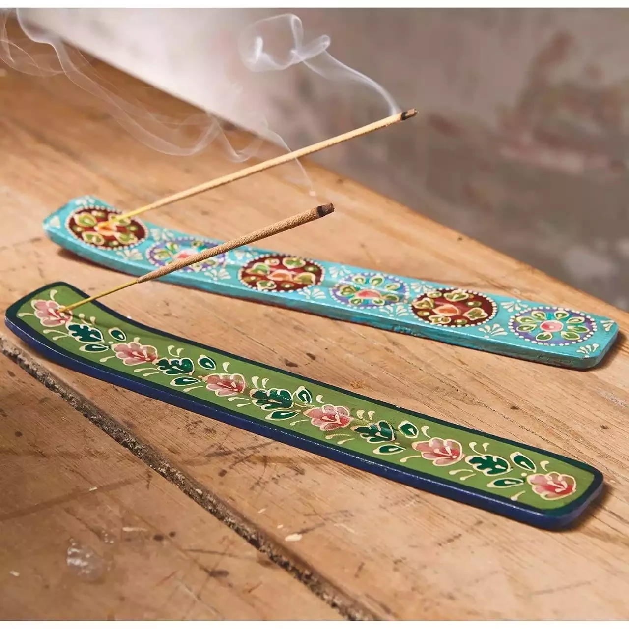 Hand Painted Wooden Incense Stick Holder - Lime by Namaste