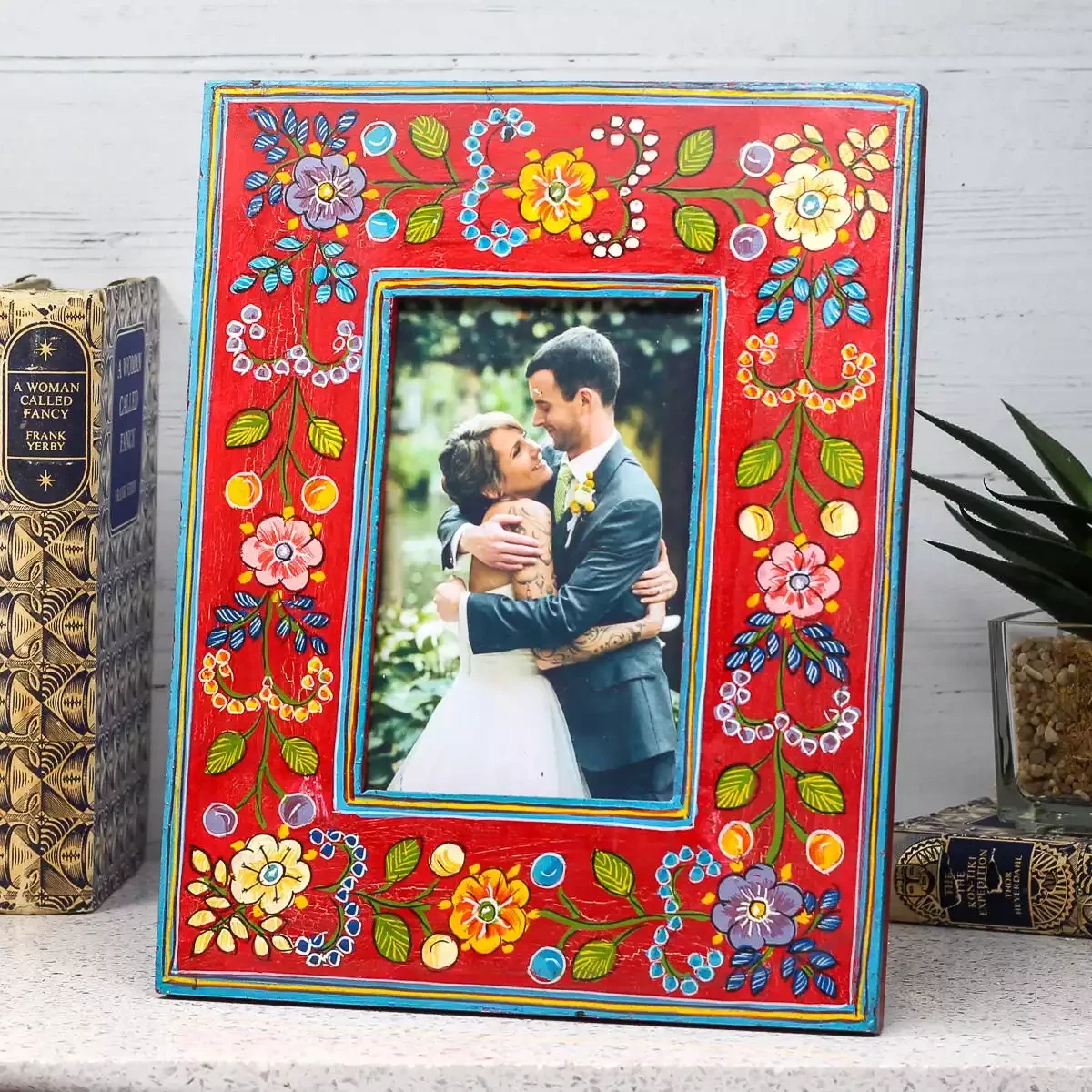 Hand Painted Wooden Photo Frame - Red by Namaste