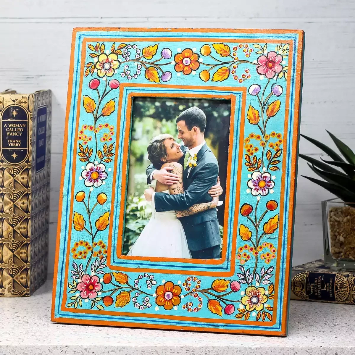 Hand Painted Wooden Photo Frame - Turquoise by Namaste