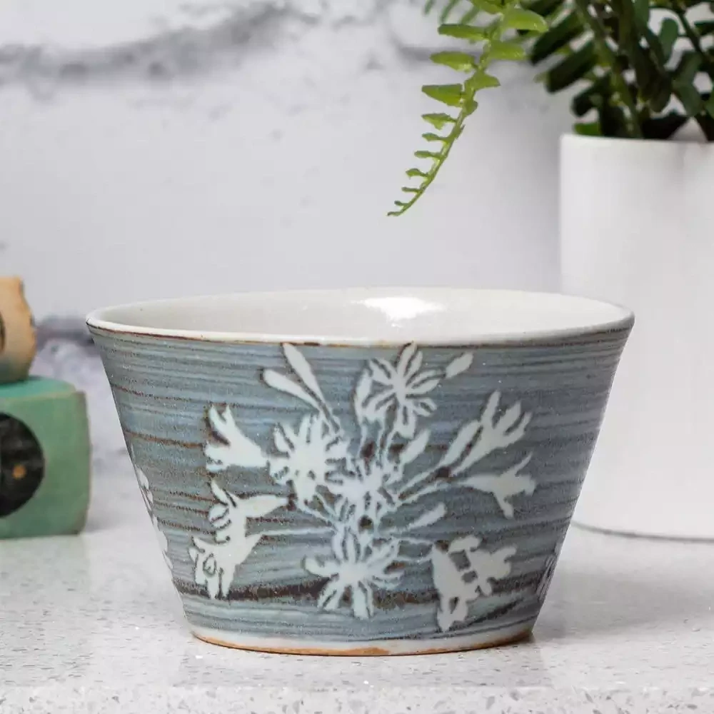 Hand-Thrown Sugar Bowl - Flowers by Tregear Pottery