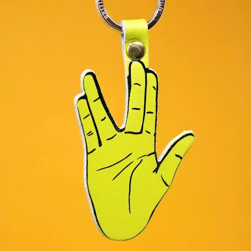 Hand Signs Leather Keyring - Spock by Ark Colour Design