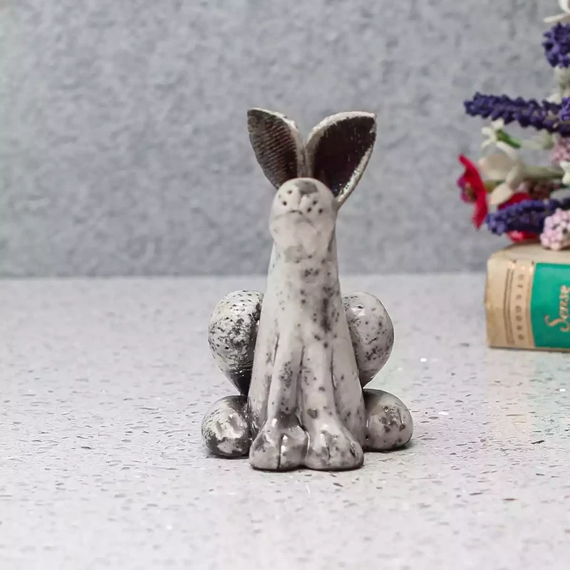 Hand Thrown Raku Hare Sculpture - Small by Rob Whelpton