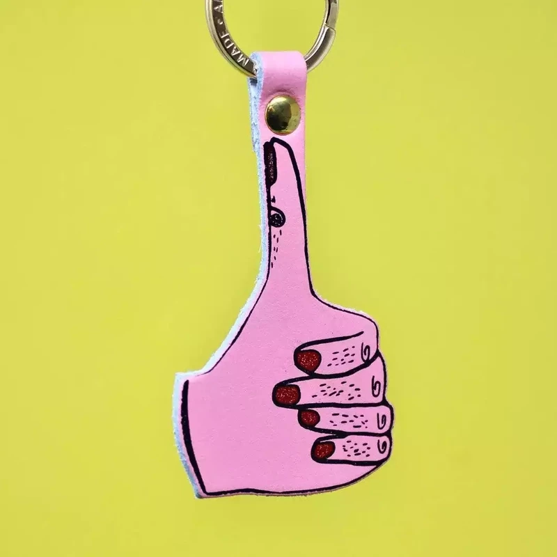 Hand Signs Leather Keyring - Thumbs Up by Ark Colour Design