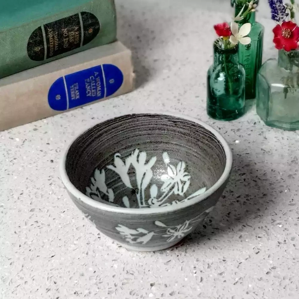 Handthrown Shallow Dish - Flower by Tregear Pottery