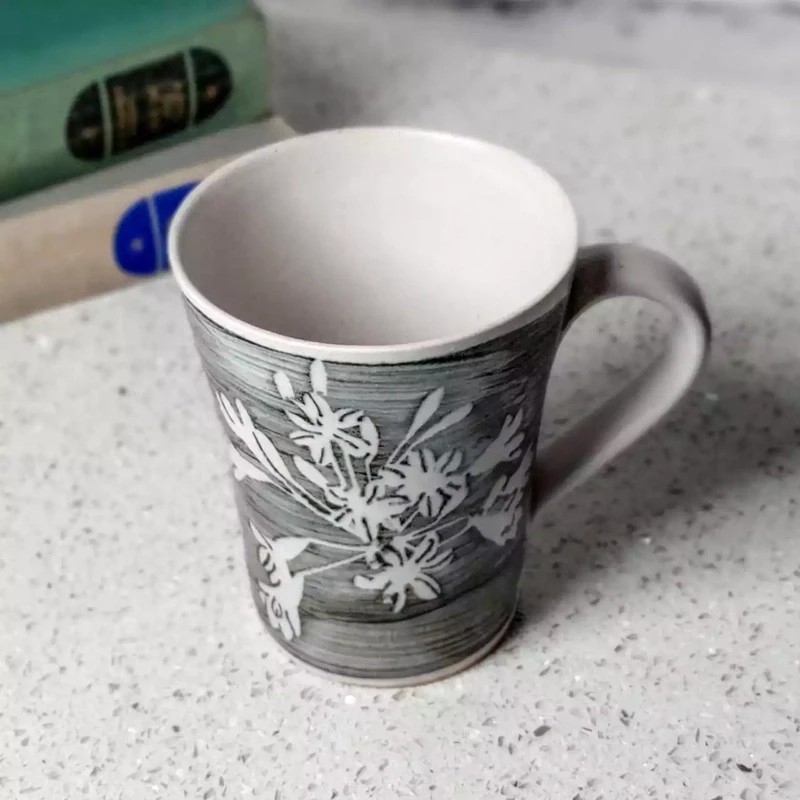 Handthrown Mug - Flower by Tregear Pottery