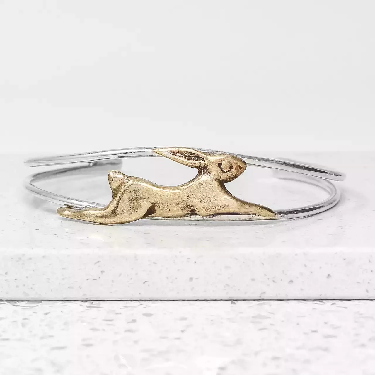 Hare Bronze and Silver Open Oval Bangle by Xuella Arnold