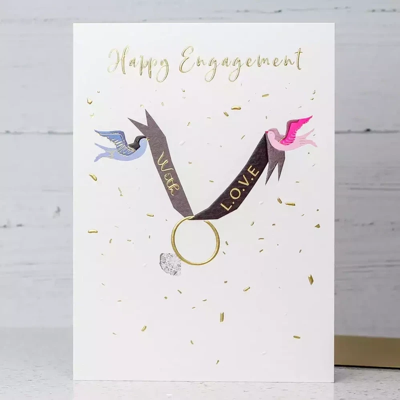 Happy Engagement Birds Card by Sarah Curedale