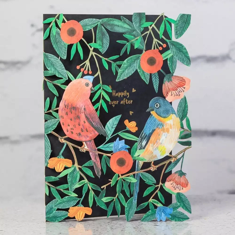 Happily Ever After Lovebirds Laser-cut Greetings Card by Alljoy