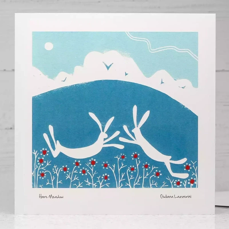 Hare Meadow Card by Giuliana Lazzerini