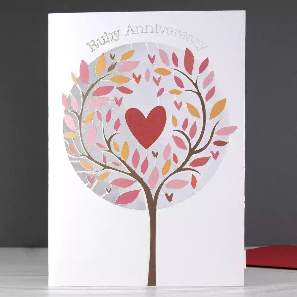 Heart in Tree Ruby Anniversary Laser Cut Card by Alljoy