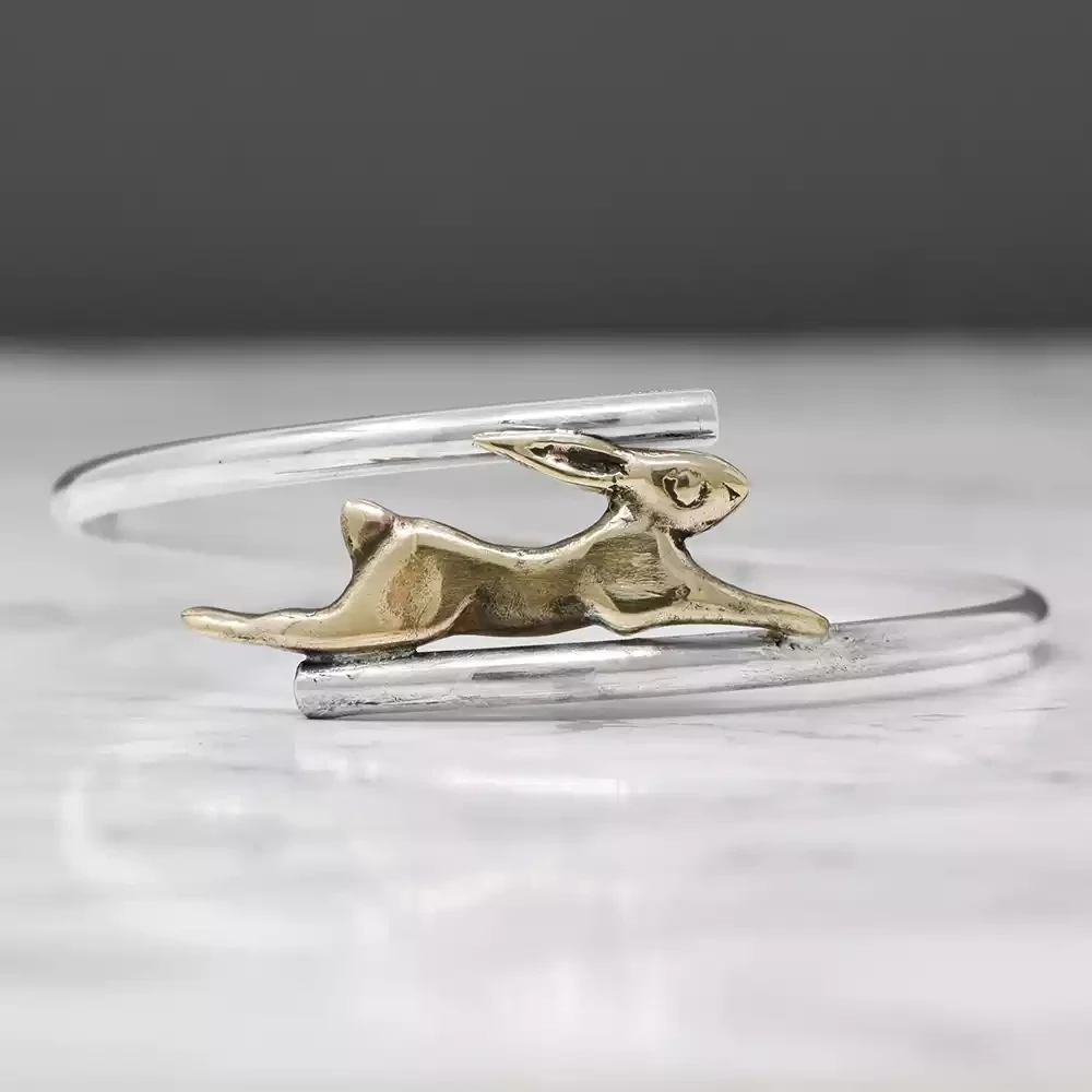 Hare Bronze and Silver Bangle by Xuella Arnold