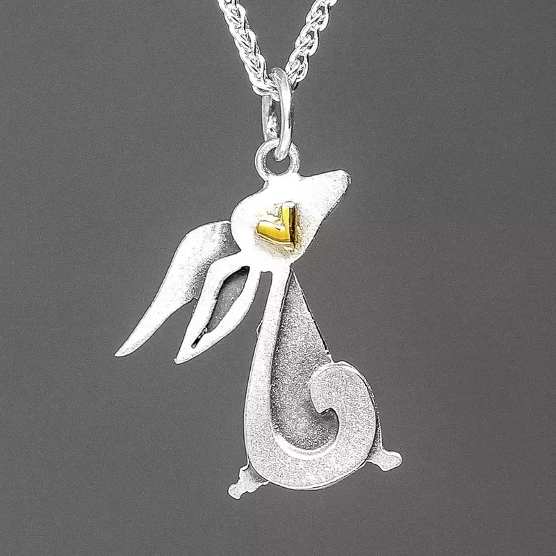Hare Silver and Gold Pendant by Linda Macdonald