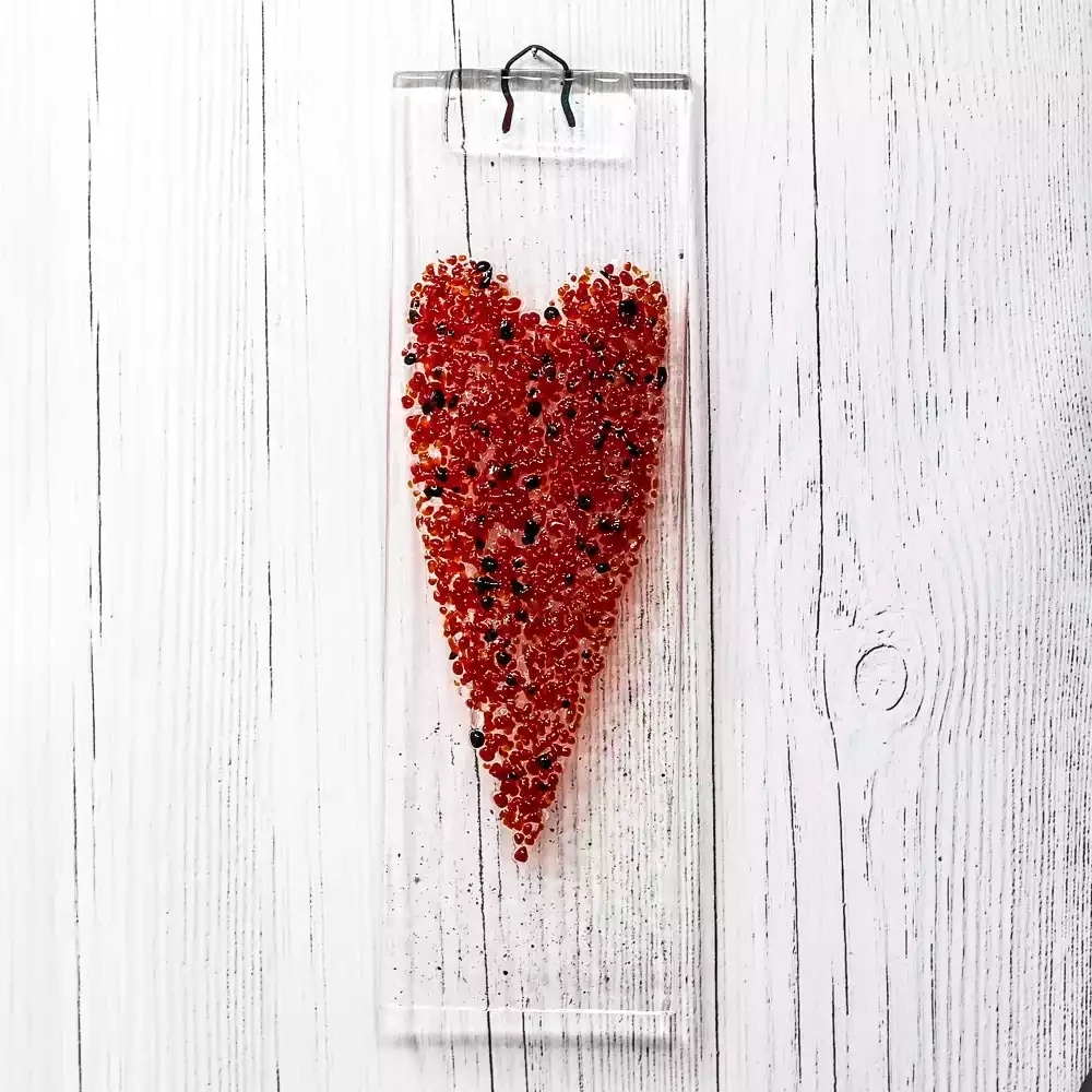 Heart Long Glass Hanging Decoration - Red by Jules Jules