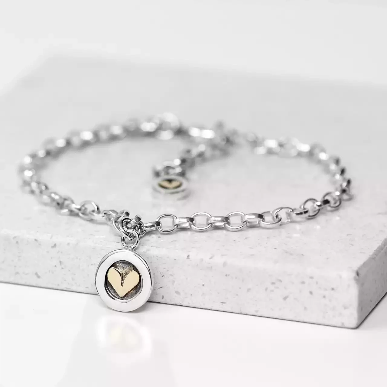 Heart of Gold Silver and Gold Charm Bracelet by Linda Macdonald