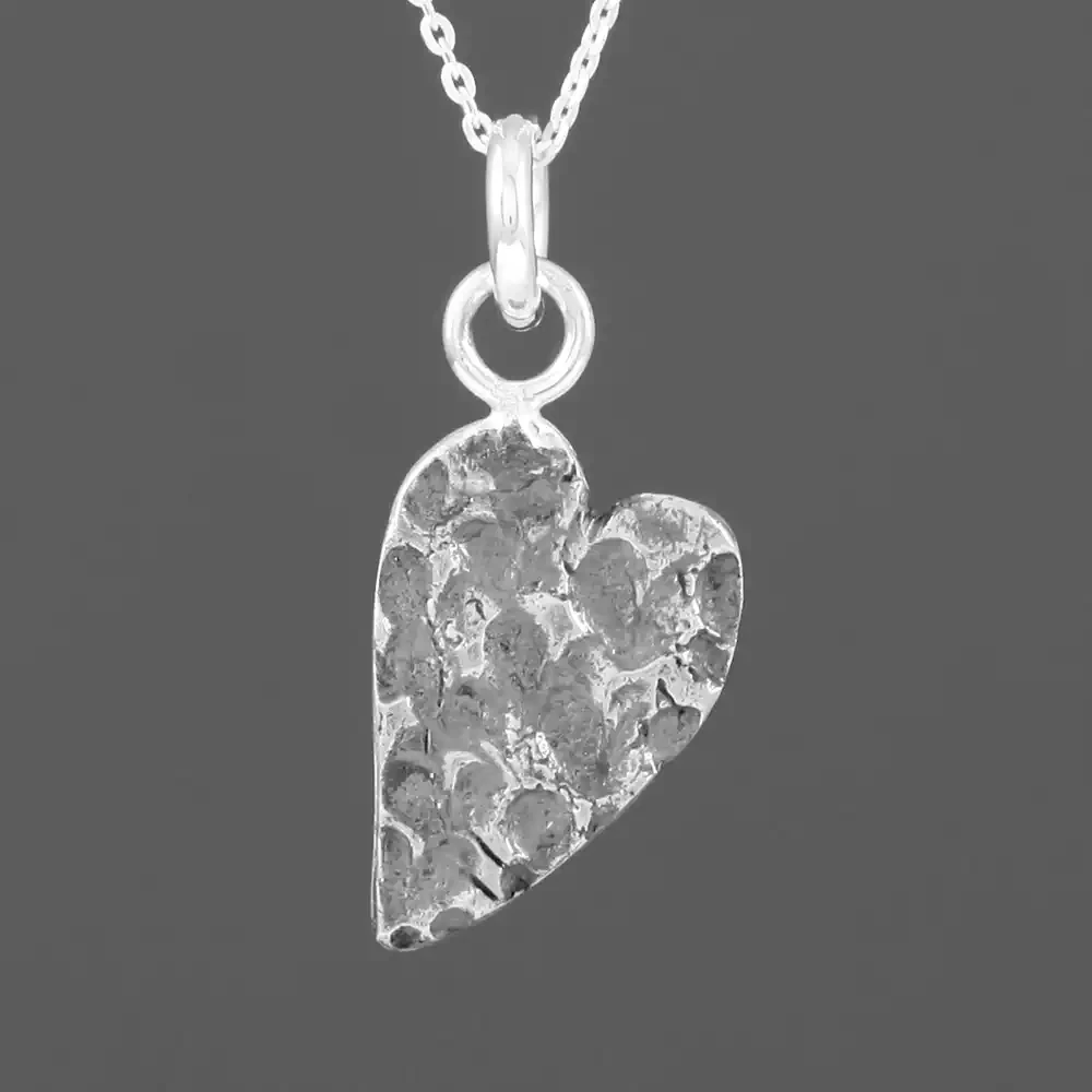 Heart-stamped Oxidised Silver Heart Pendant by Fi Mehra