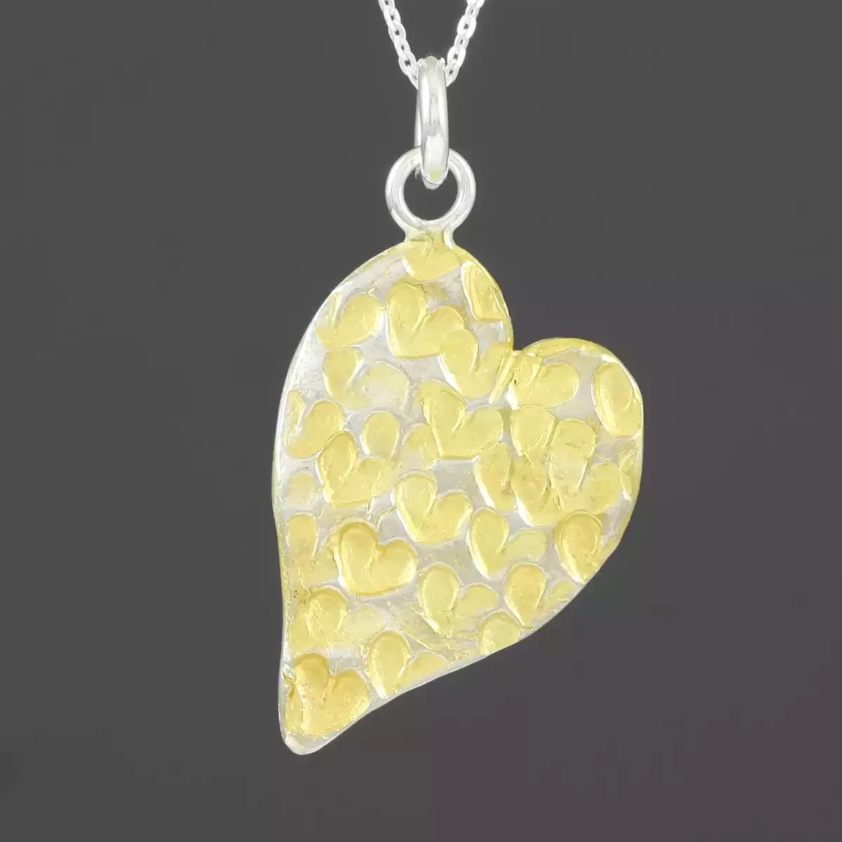 Heart-stamped Gold Plate Heart Pendant - Large by Fi Mehra