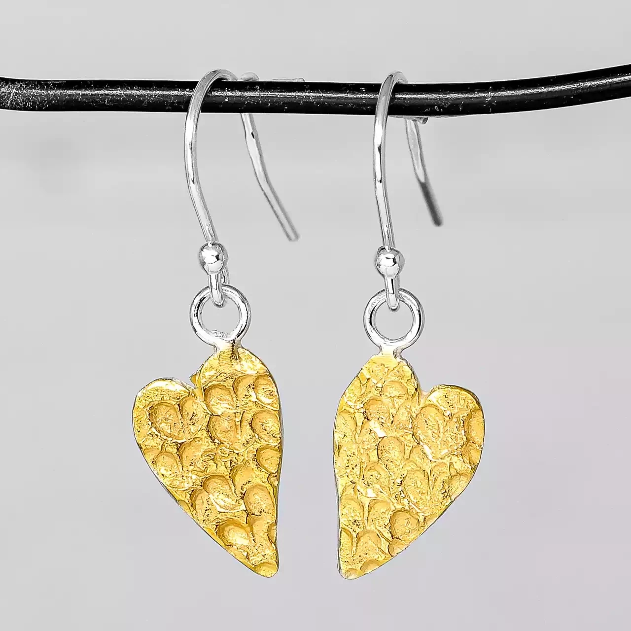 Heart-stamped Gold Plate Heart Drops by Fi Mehra