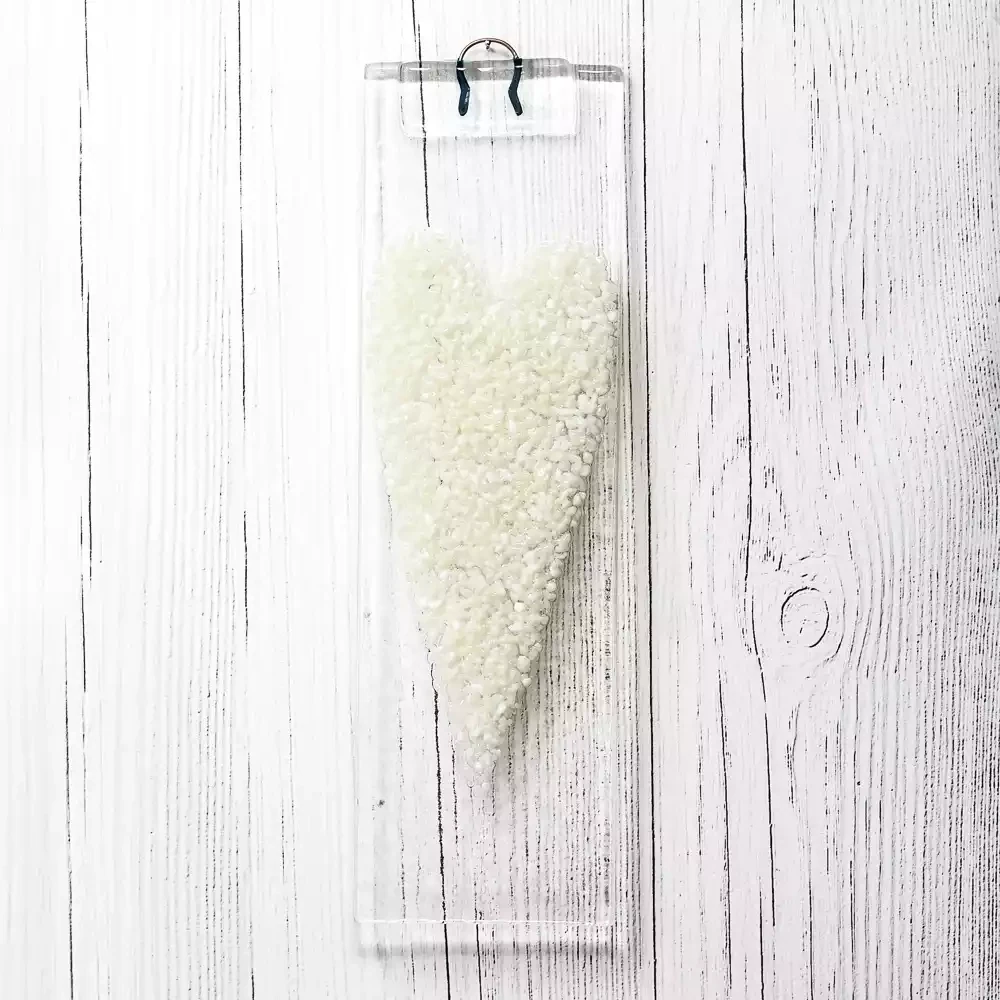 Heart Long Glass Hanging Decoration - Ivory by Jules Jules