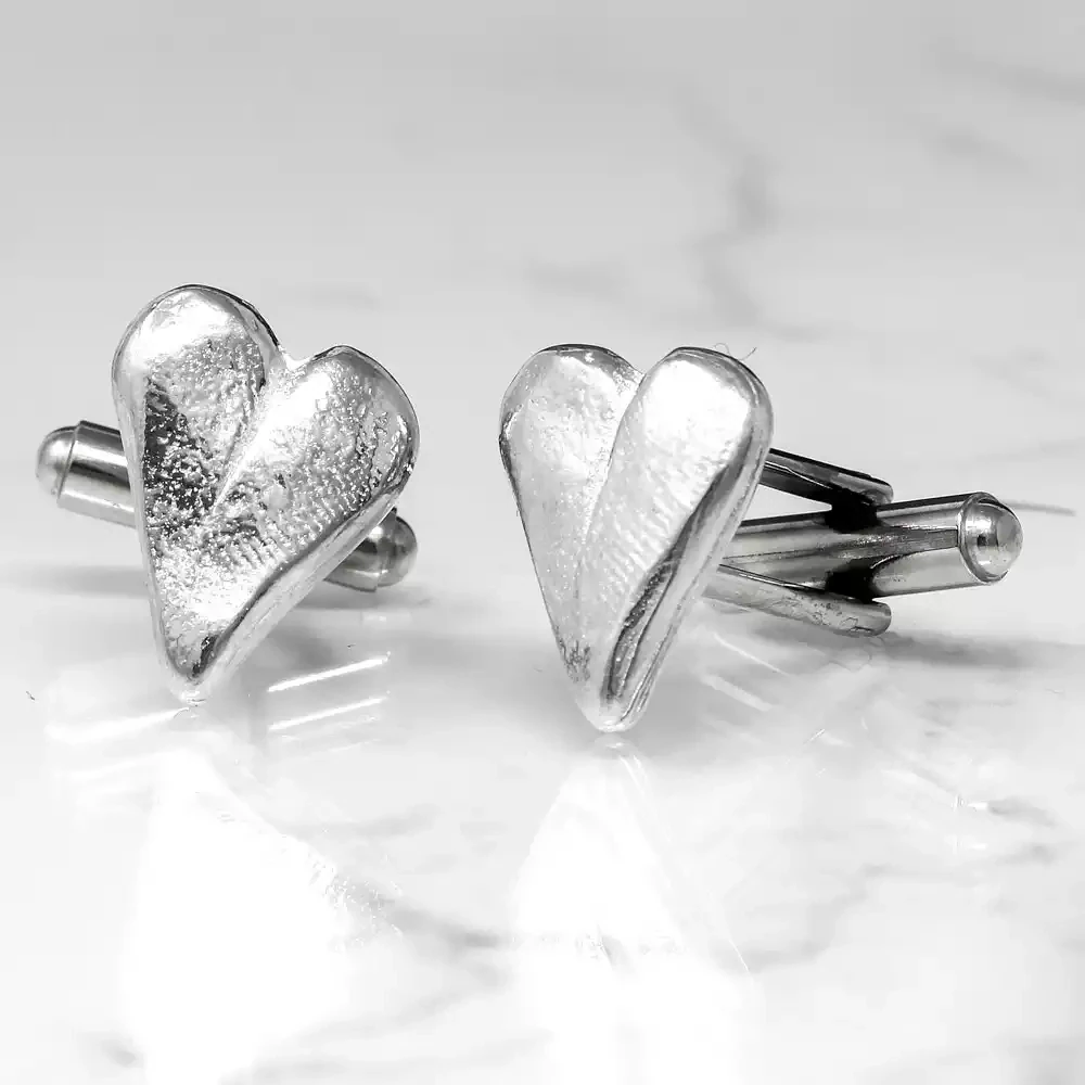 Heart Pewter Cufflinks by Metal Plant