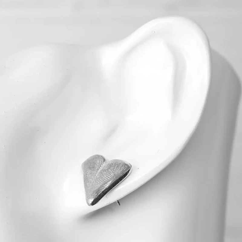 Heart Pewter Stud Earrings - Flat by Metal Planet