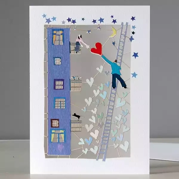 Heart Up a Ladder Laser-cut Card by Ge Feng
