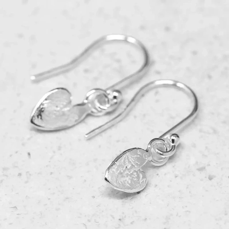 Heart Silver Drop Earrings - Small by Fi Mehra