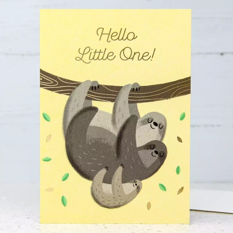 Hello Little One Sloth New Baby Card by Stormy Knight