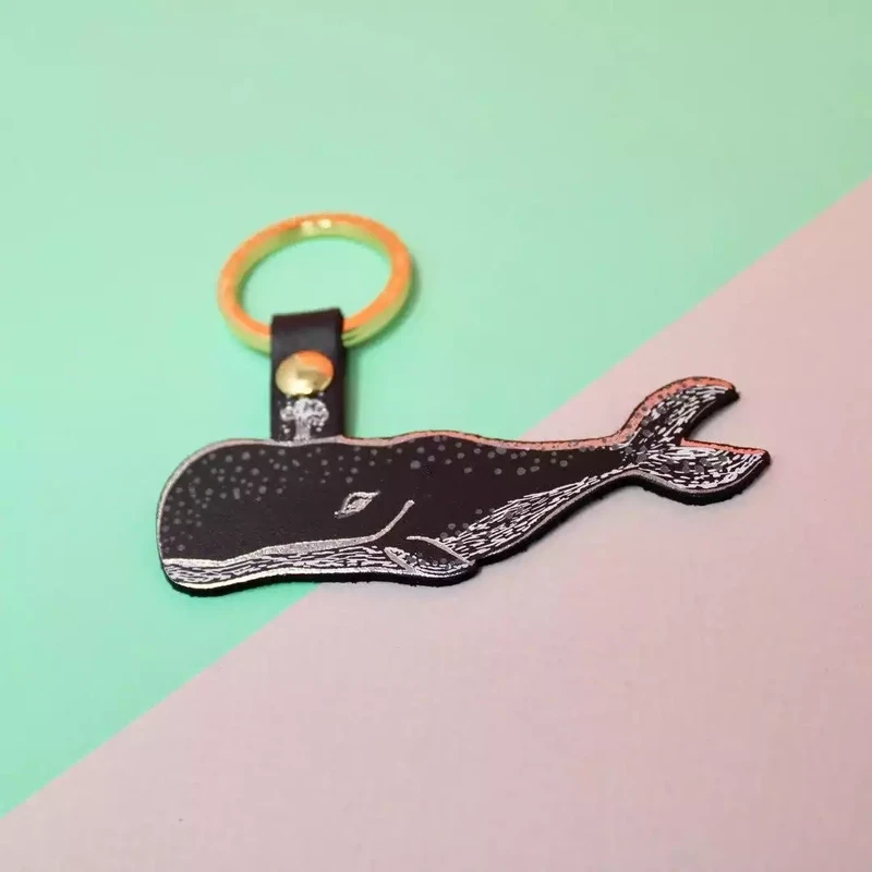 Humpback Whale Leather Keyring - Dark Grey by Ark Colour Design