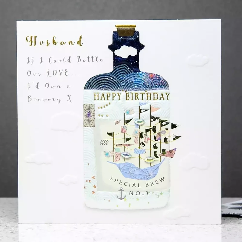 Husband Bottle Birthday Card by Sarah Curedale