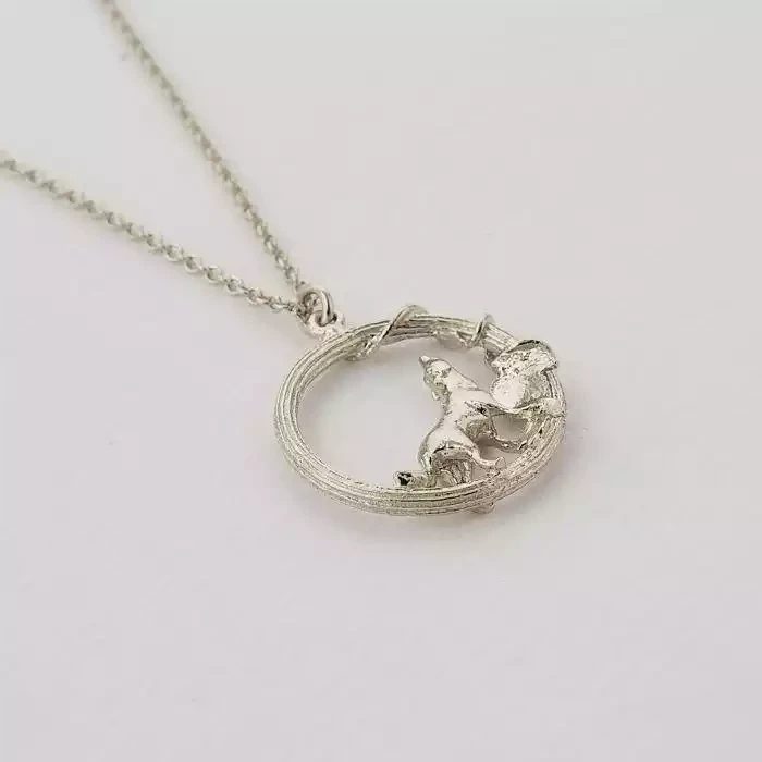 Howling Wolf in Loop Necklace - Silver by Alex Monroe