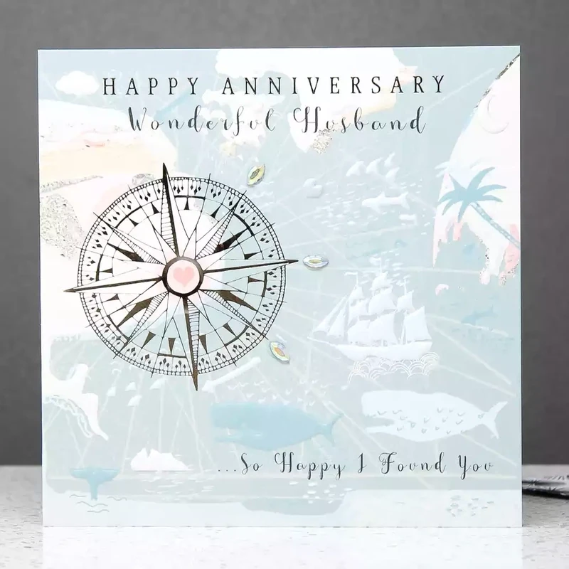 Husband Compass Anniversary Card by Sarah Curedale