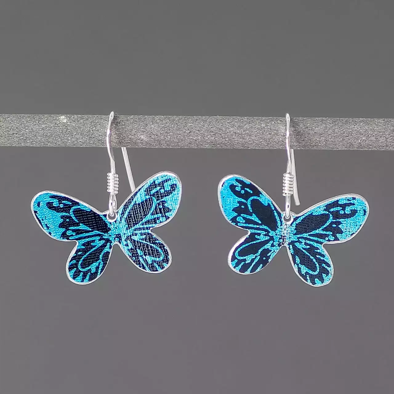 Kaleidoscope Butterfly Drop Earrings - Blue by Hazel Atkinson