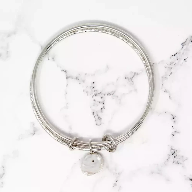 Keshi Pearl Double Bangle by Fiona Mackay