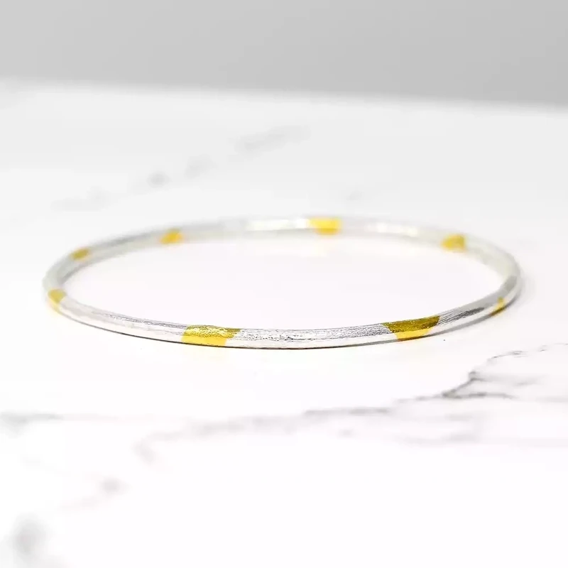 Keum-boo Gold and Silver Slim Bangle by Fi Mehra