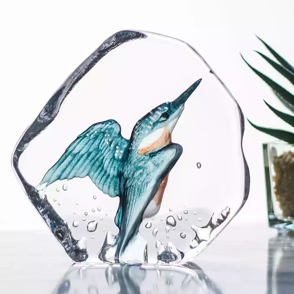 Kingfisher Glass Sculpture by Mats Jonasson