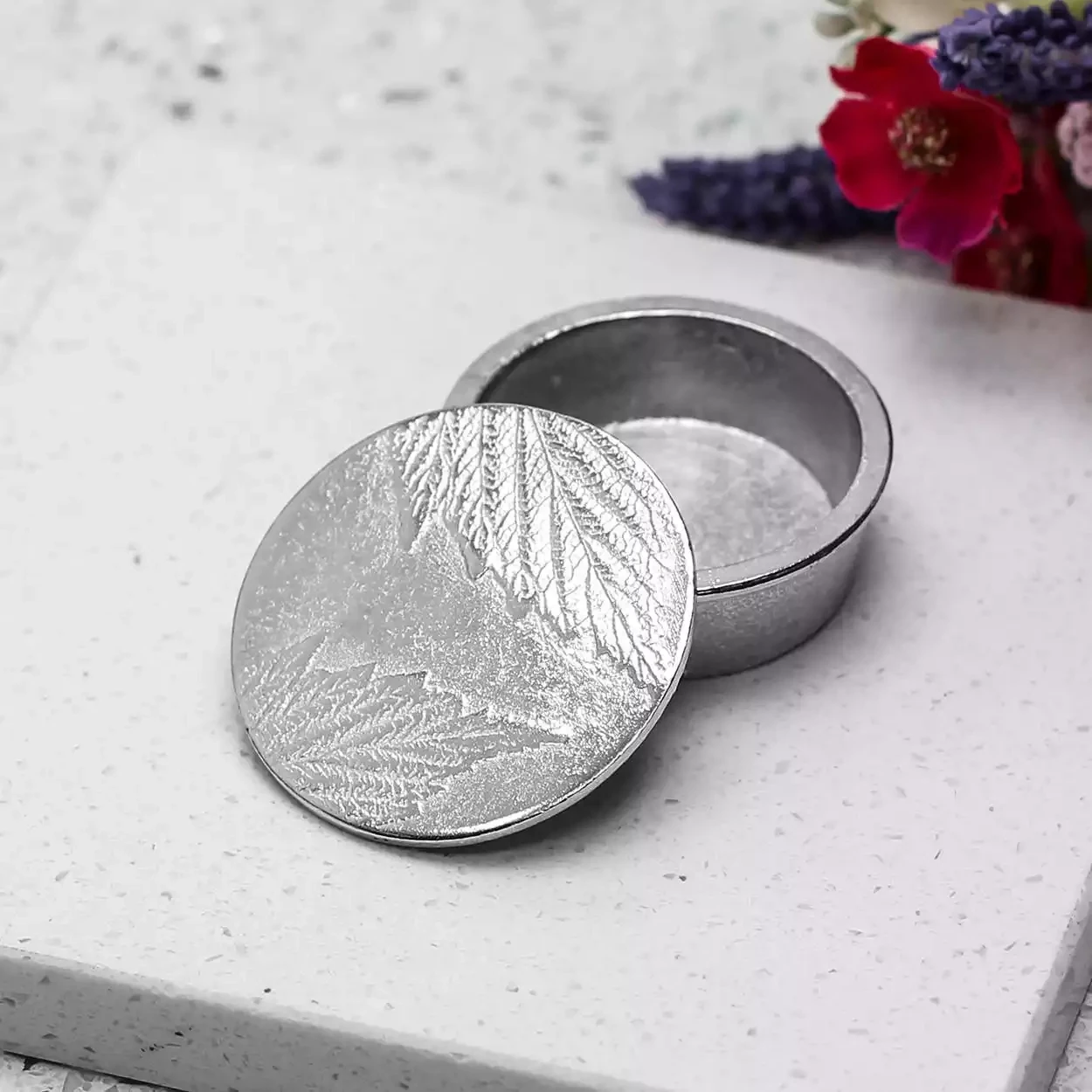 Leaves Pewter Keepsake Box Extra Small by Lancaster and Gibbings