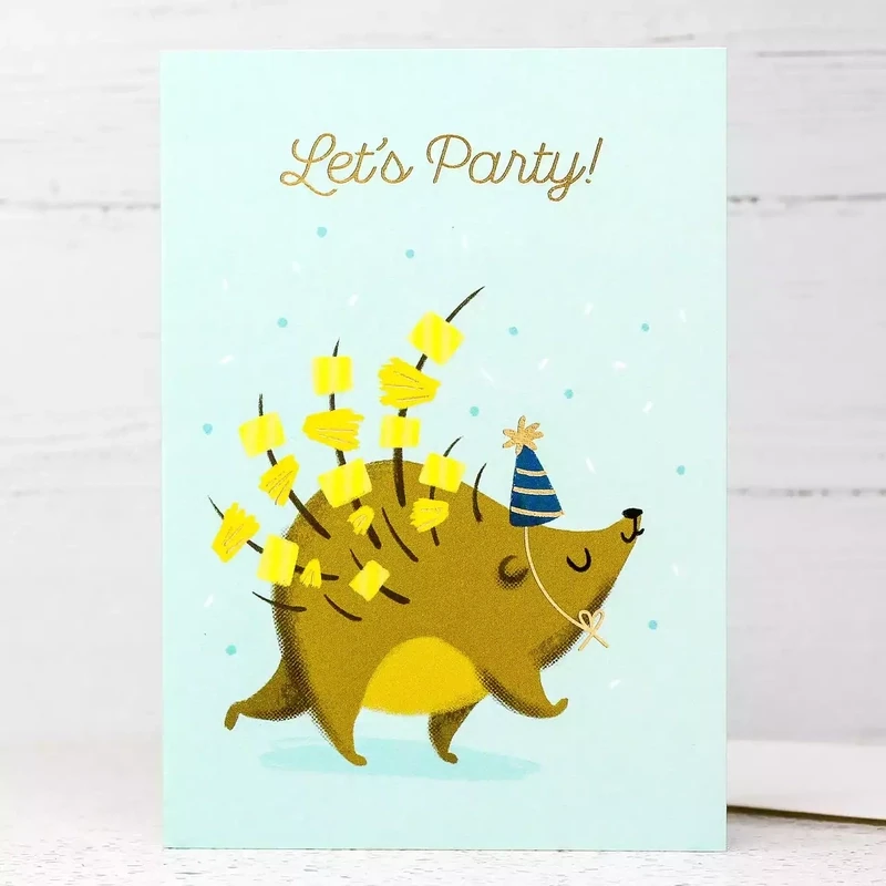 Lets Party Hedgehog Birthday Card by Stormy Knight