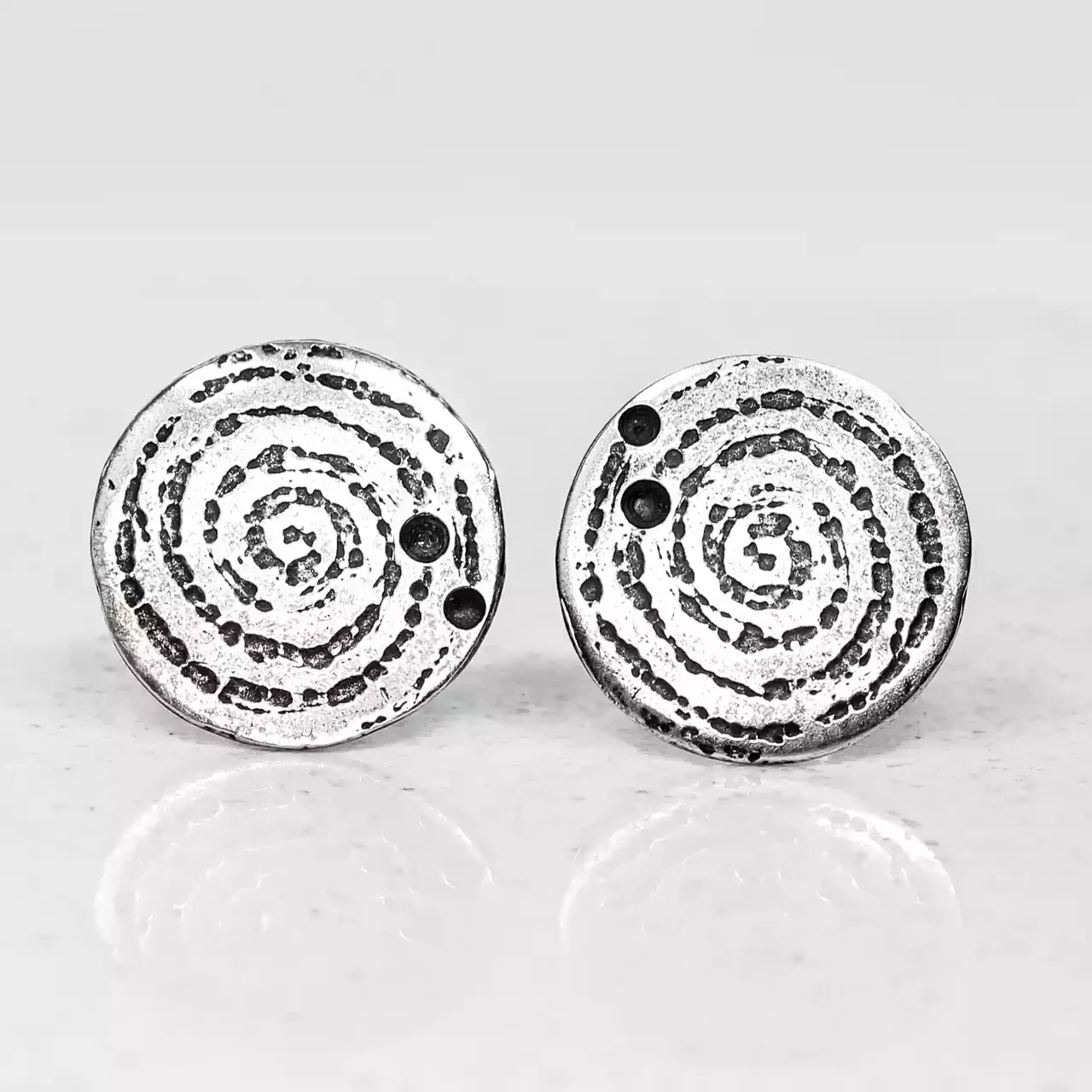 Llanbedr Spiral Oxidised Silver Stud Earrings by Silverfish