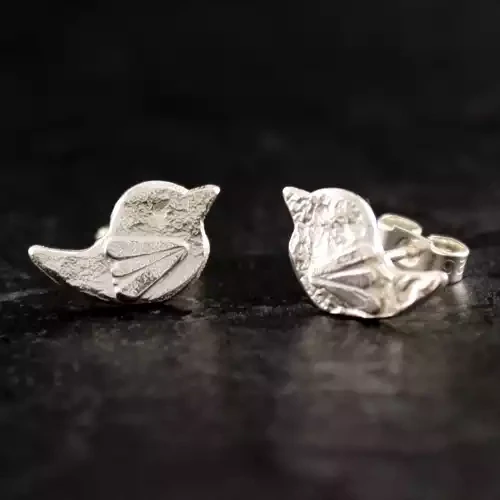 Little Bird Silver Stud Earrings by Fi Mehra